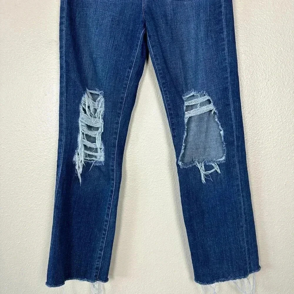 L'Agence Straight Leg Distressed Jeans Dark Wash Size 27 - Picture 5 of 8